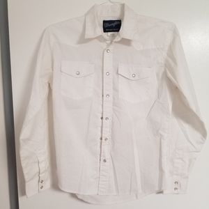 Wrangler - White Long Sleeve, Collard Button Down Shirt (Children's XL)